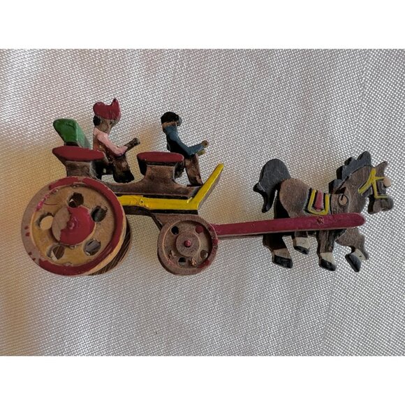 Set of 3 Miniature Vintage Japan Stagecoach Wagon Surrey Buggy Cart with Horses. - Picture 3 of 10